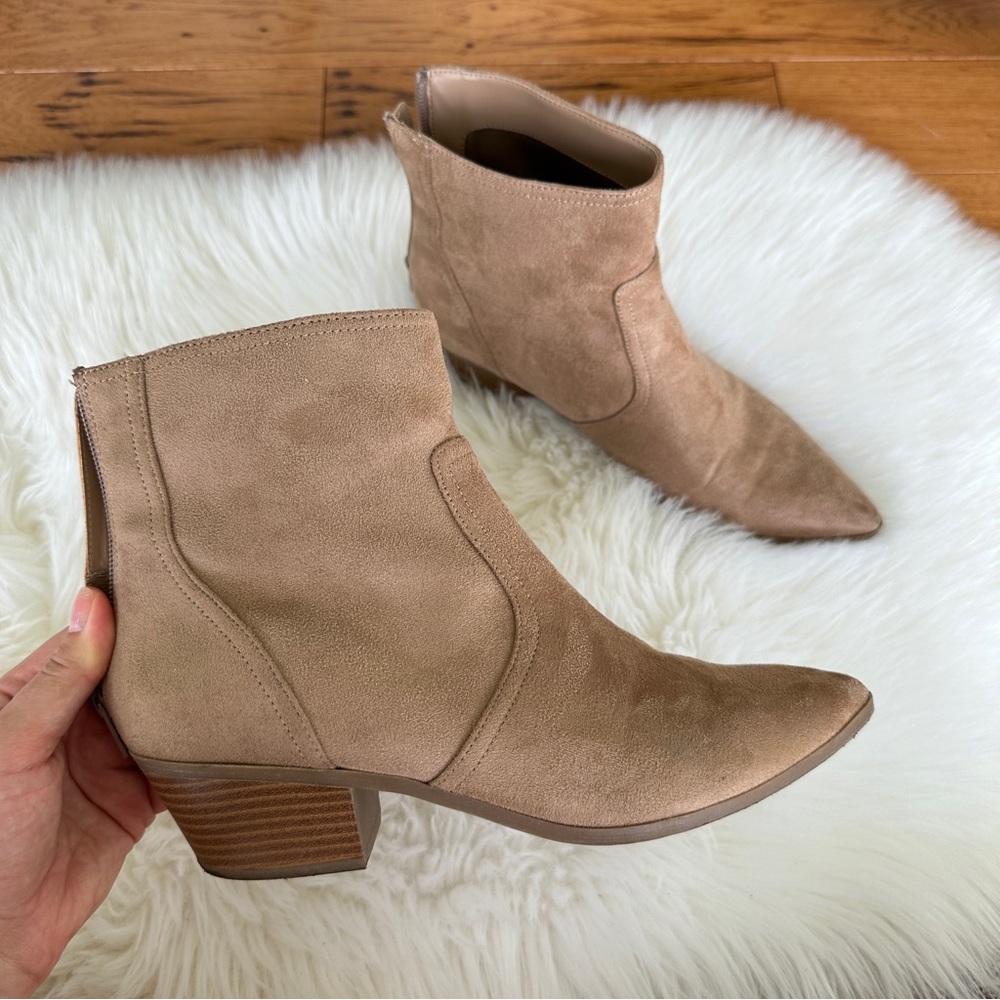 Banana Republic Faux Suede Ankle Boots Taupe